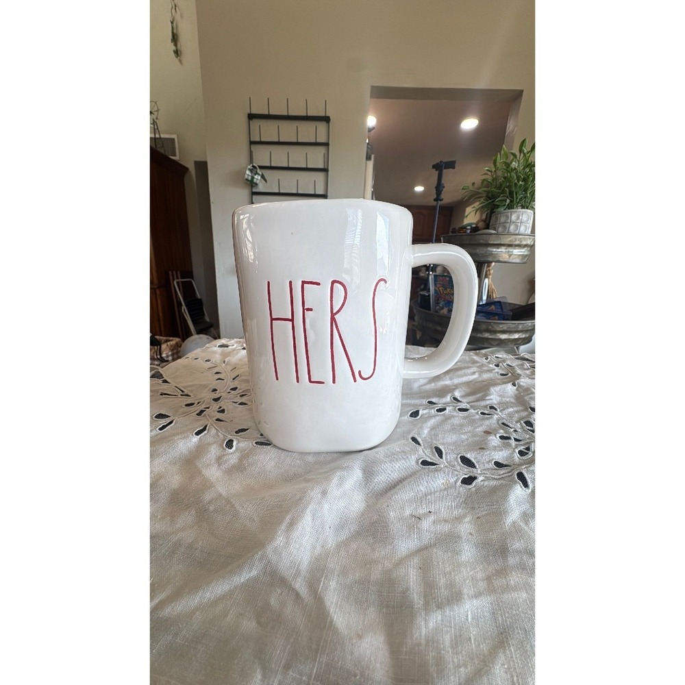 Rae Dunn HERS in red LL letters white mug